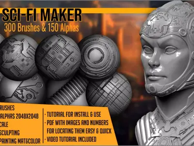 Sci-Fi Maker 300 ZBrush Brushes 3D model