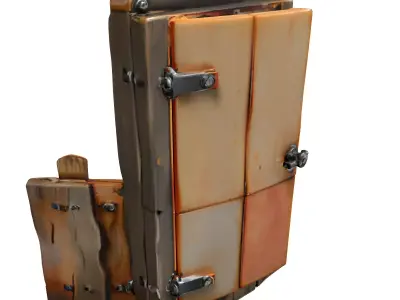 Stylized Rustic Outhouse Wooden Door Low-poly 3D model