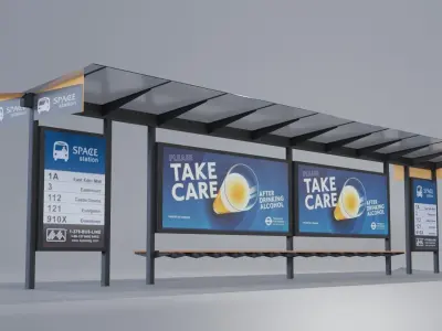 Bus station 3D model 3