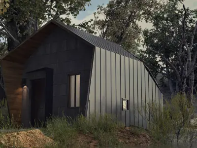 Cabin house on edge of cliff 3D model