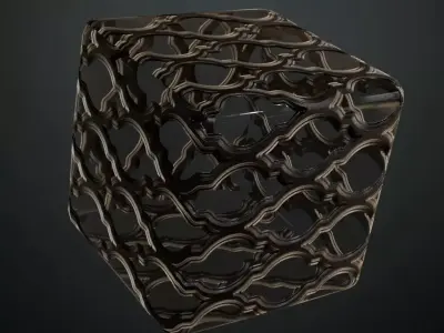 Dark Ornate Arabesque Screen Grille PBR SEAMLESS Texture