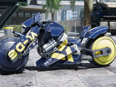 Cyberpunk Bike - fully rigged Low-poly 3D model
