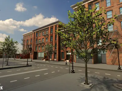 New York streets - Modular city Low-poly 3D model