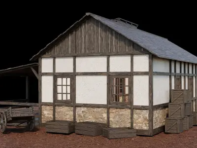 Medieval Village Asset 04 - 4K Textures Game Ready Low-poly 3D model