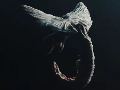 Alien - OBJ creature swimming in ocean 3D model