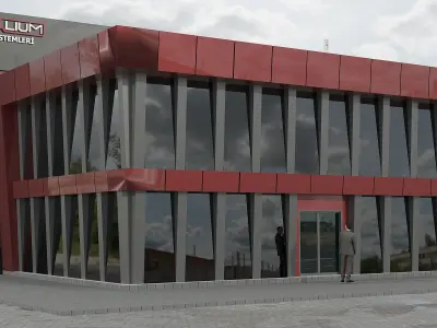 OFFICE modern with wooden floors and windows 3D model