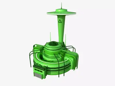 SciFi Facility D06 Green - Sci Fi Exterior Design Low-poly 3D model