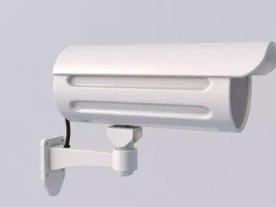 3D Two White Security Cameras 3D model