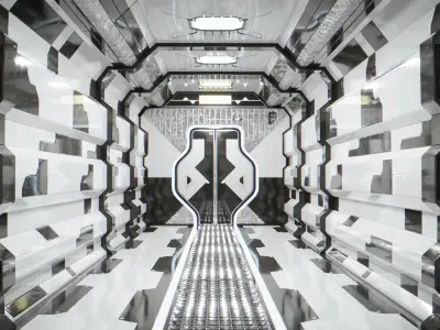 Sci Fi Corridor Main Deck Low-poly 3D model