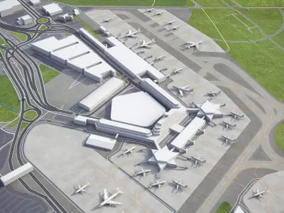 Cologne - Bonn Airport - CGN Low-poly 3D model
