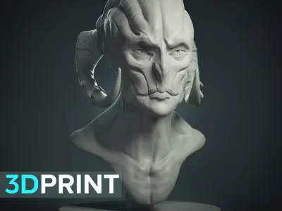 Alien Head Bust 3D Print Model 3D print model
