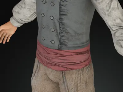 Pack Napoleonic 10 civilians 1812 Low-poly 3D model