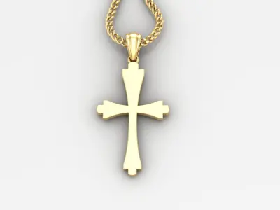 Light Gold 18K Cross Pendant 1CP023 3D print model