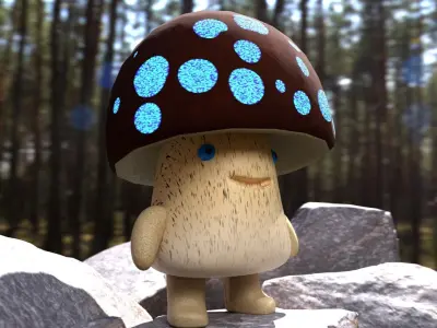 Cartoon mushroom Low-poly 3D model