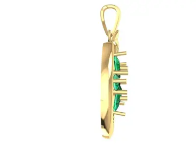 Floral Gemstone Circle Pendant with Ribbon Bail 1878 3D print model