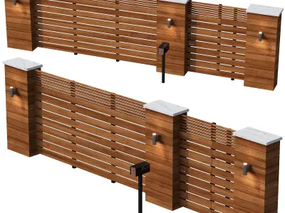 043 Modern Fence 01 3D model