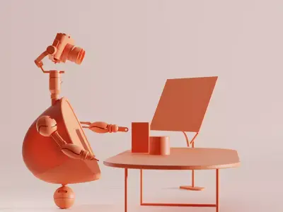 Robot orange at desk 3D model