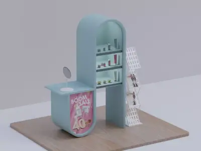 Cosmetic Booth Low-poly 3D model