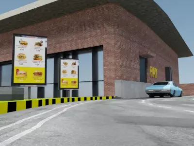 Drive Thru Fast Food Restaurant Free low-poly 3D model