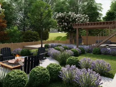 3D Exterior Scene 3D model design garden and landscape 3D 3D model