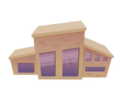 Cartoon House Low-poly 3D model 17