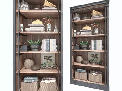 style Industrial bookshelf bookcase 3D model