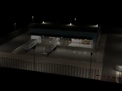 Warehouse Low-poly 3D model 15