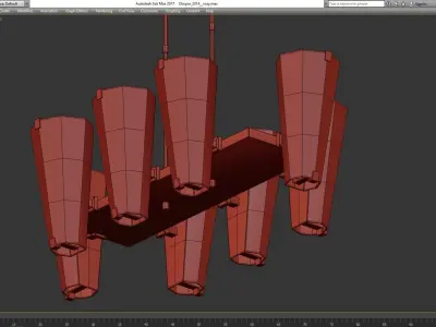Chandelier low poly 3d model collection made of metal Low-poly 3D model