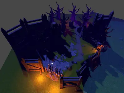 Casual Tiny Environment - Dark Forest Low-poly 3D model