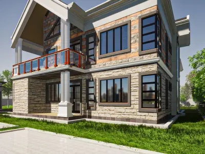 Mansion Exteriors  Low-poly 3D model