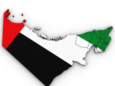 3D Political Map of United Arab Emirates UAE 3D model