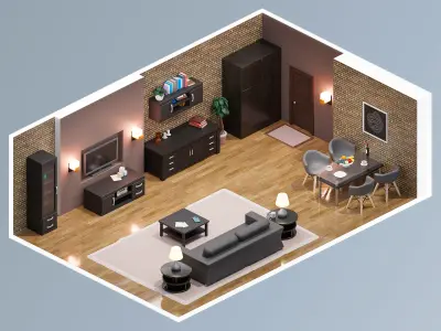 Room 25 Low-poly 3D model