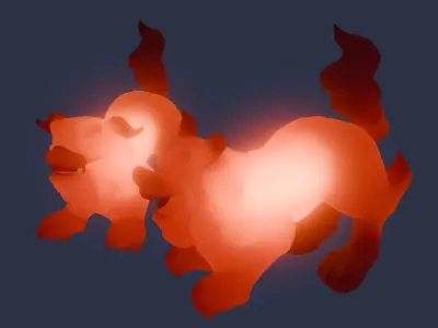 Indirect lighting of Okinawa guardian lion 3D model