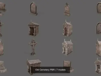 Old Cemetery PBR 3D Model Pack