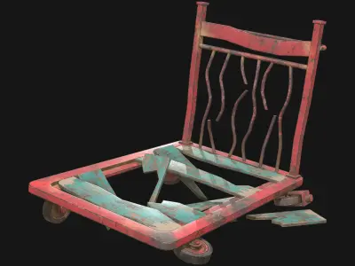 Broken Cart Low-poly 3D model