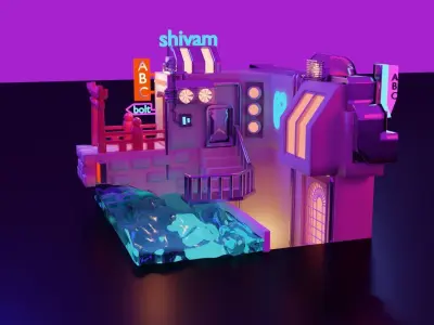 cyberpunk water front 3D model