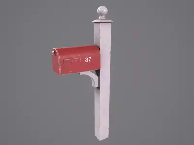 Old mail box - low poly Low-poly 3D model
