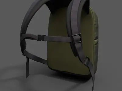 Backpack Camping Generic military color bag baggage pockets  Low-poly 3D model