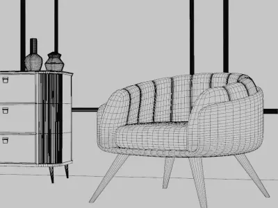 3D model of Architectural scene Minimalistic 3D model