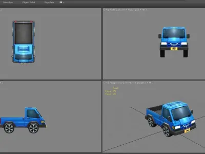 Cartoon light truck cart Low-poly 3D model