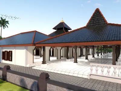 Javanese combine madinah Mosque exterior and interior  3D model