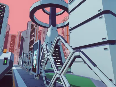 Future Mecha City Low-poly 3D model