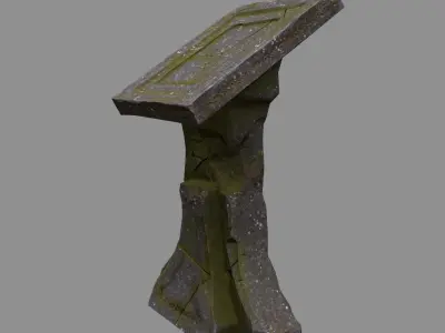 lectern 1 stone bench with moss Low-poly 3D model