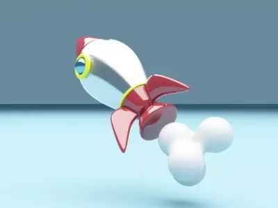 Cartoon rocket 3D model Textured