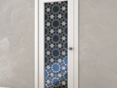 Interior door with a stained-glass arabic pattern 3D model