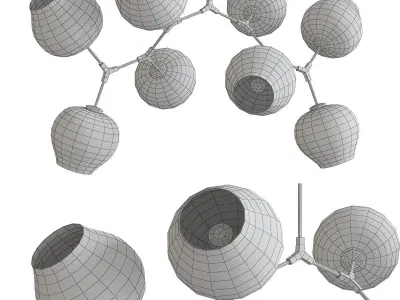 Branching bubble 8 lamps chandeleir 3d model Low-poly 3D model