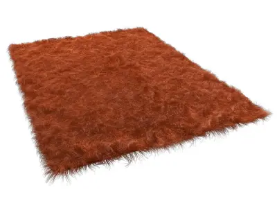 Carpet orange fur rug 3D model