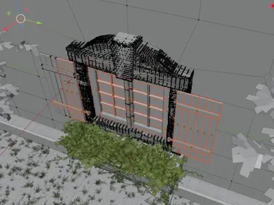 Wood Window Wall 3D Model - Blender Cycles Render 3D model