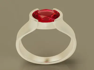 Half bezel set oval shape diamond solitaire ring Free 3D print model