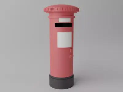 Cartoon British Post Box 3D model